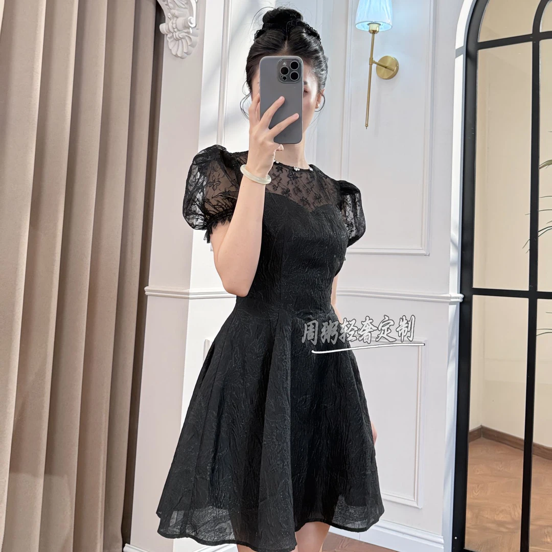 【周粥定制】国内设计师品牌 轻奢气质夏季显瘦小个子连衣裙15426