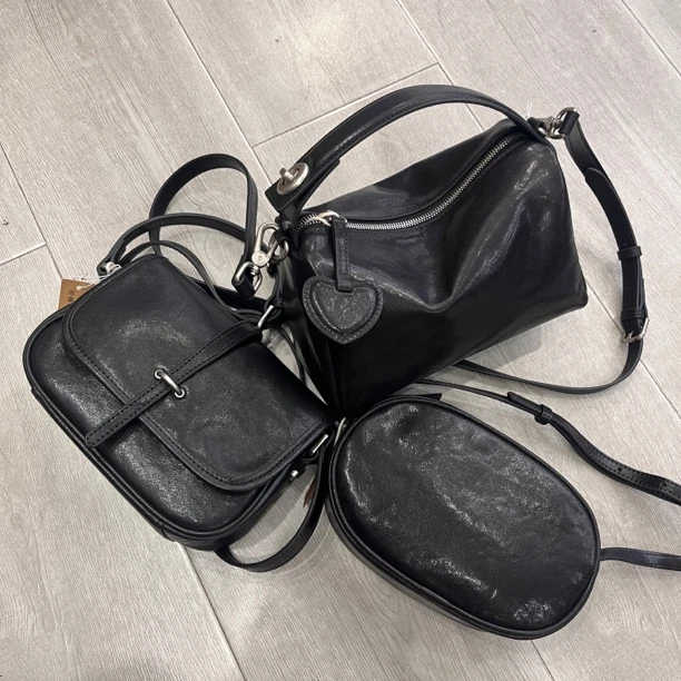 【铂金时袋】头层植鞣牛皮枕头包休闲百搭韩系风