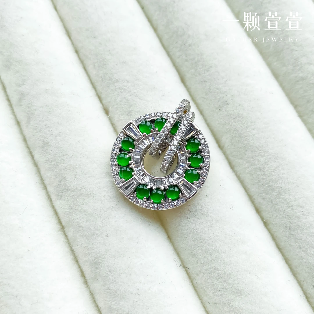 【甜甜圈】 一颗萱萱 银镶天然翡翠吊坠640020轻奢气质百搭精致