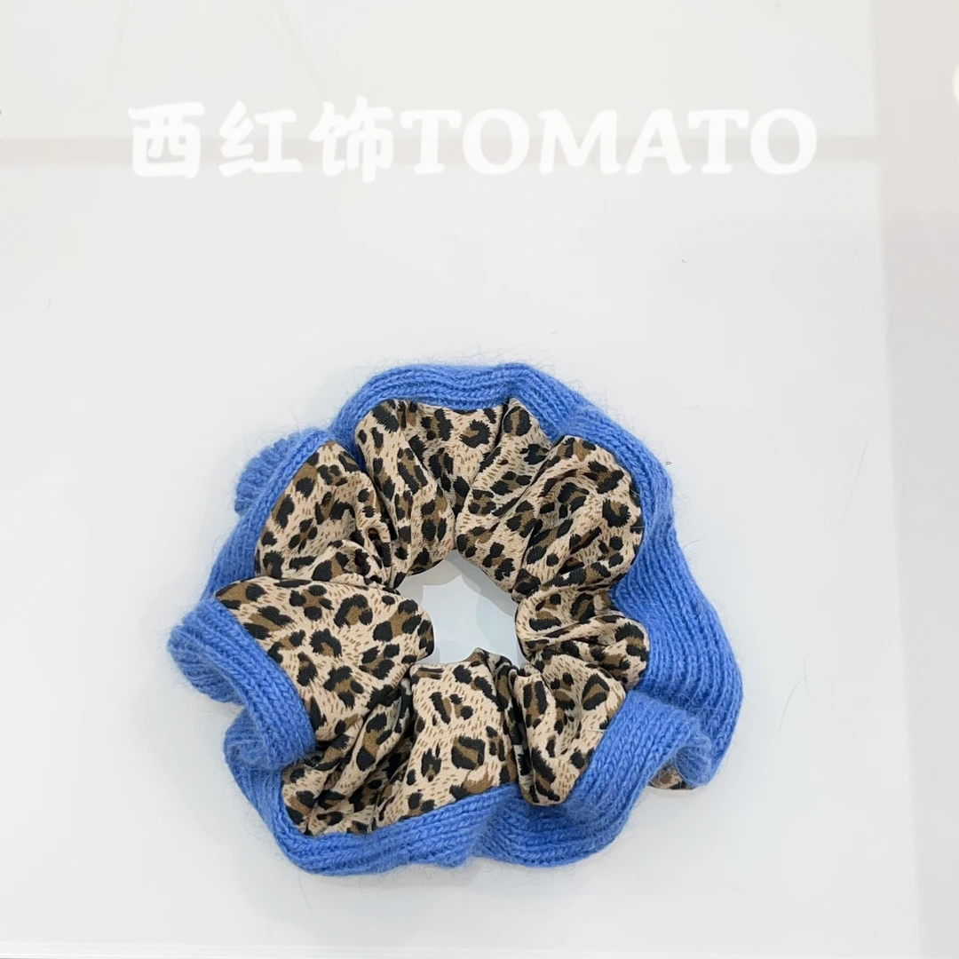 西红饰TOMATO韩国东大门百搭豹纹毛线花边发圈