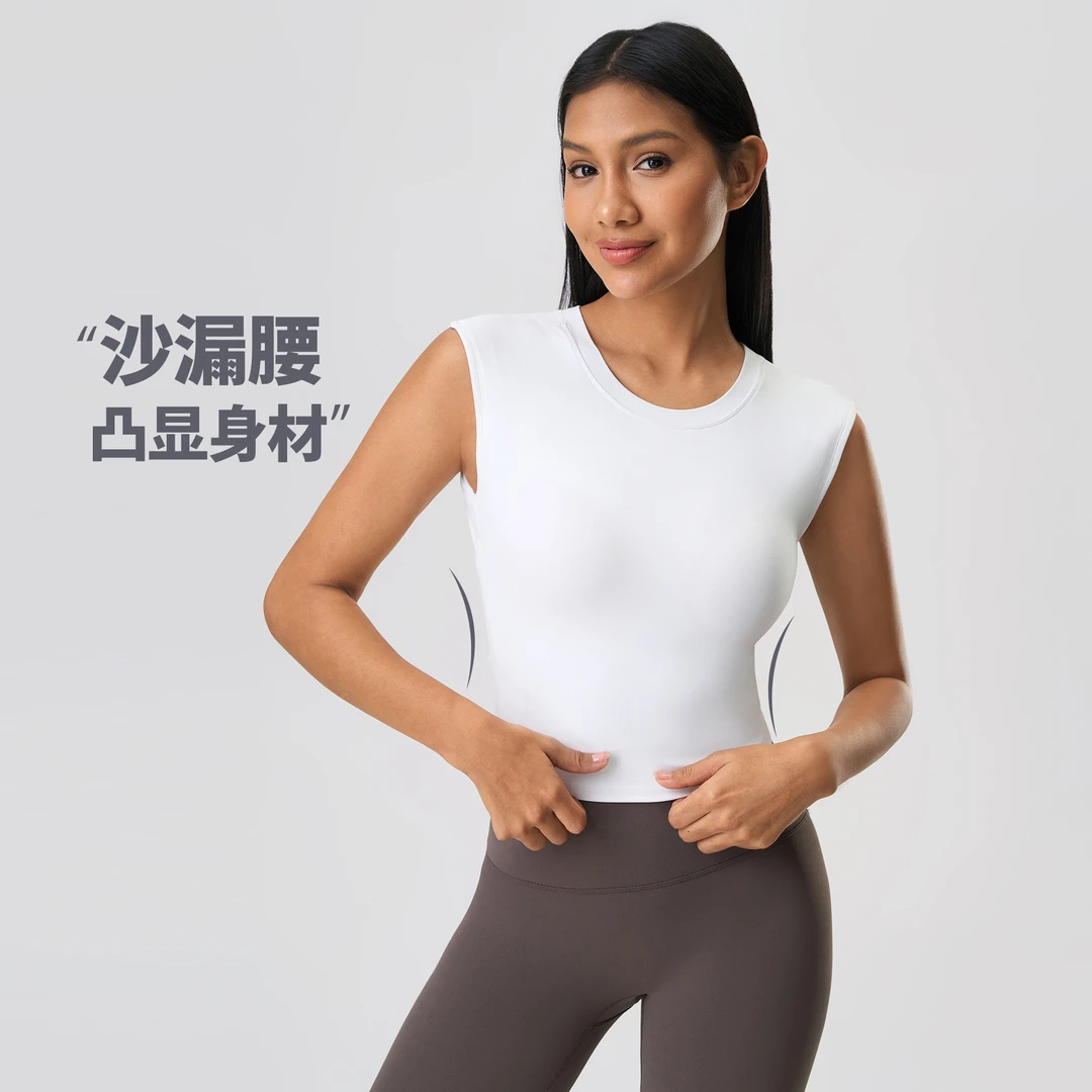 女性夏季无袖带胸垫镂空美背瑜伽健身运动背心大漏背背心D25060