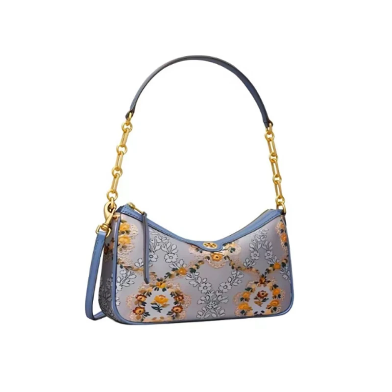 未使用 TORY BURCH/汤丽柏琦 绸配皮革女士单肩包