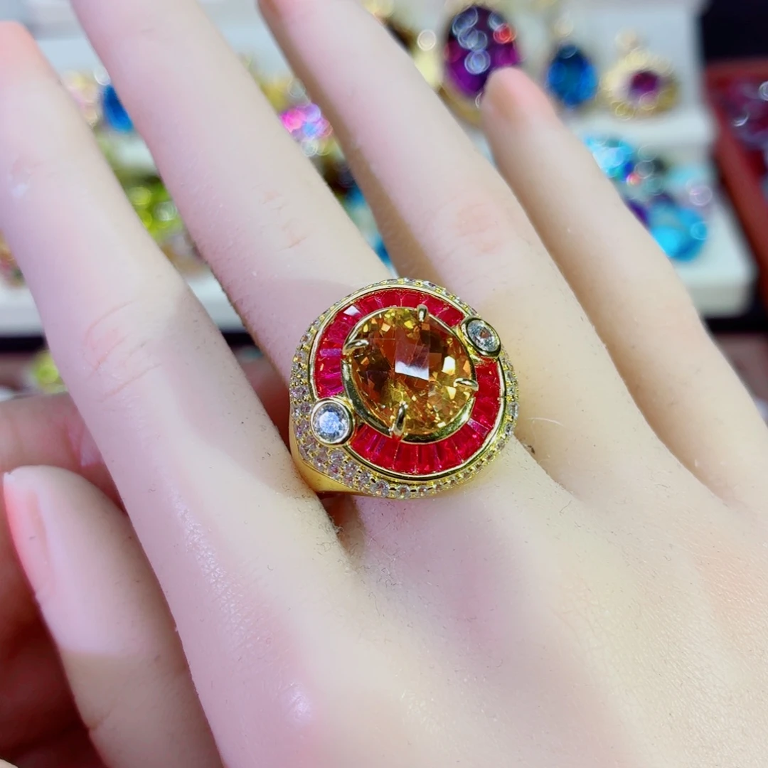 戒指银S925镶嵌水晶