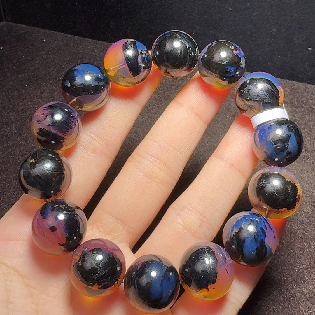 未镶嵌琥珀珠宝奇石16mm绿茶海藻天眼单圈