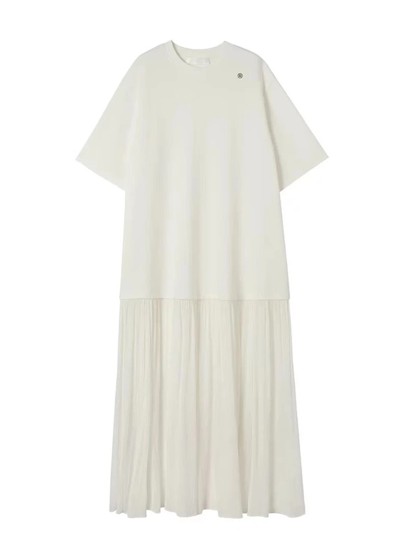 UHOOWU 设计师品牌25早春铜氨拼接T恤连衣裙