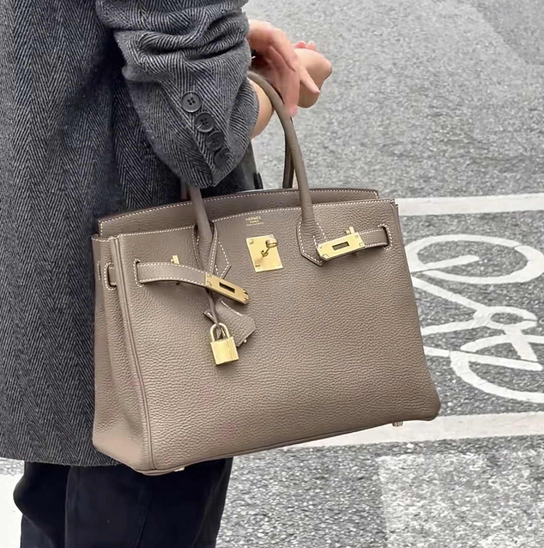 99新 Hermes/爱马仕 【小池专属】birkin30 大象灰 金扣 togo D刻