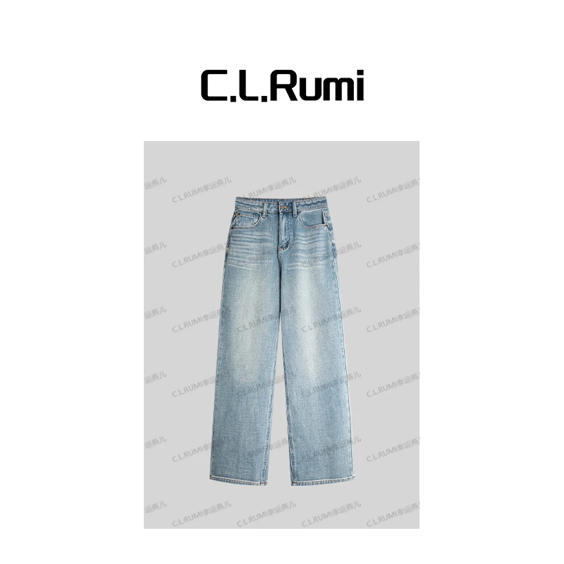 【Rumi精选】“珈蓝牛仔”冬季加绒磨毛四面弹水洗直筒牛仔裤7390kz