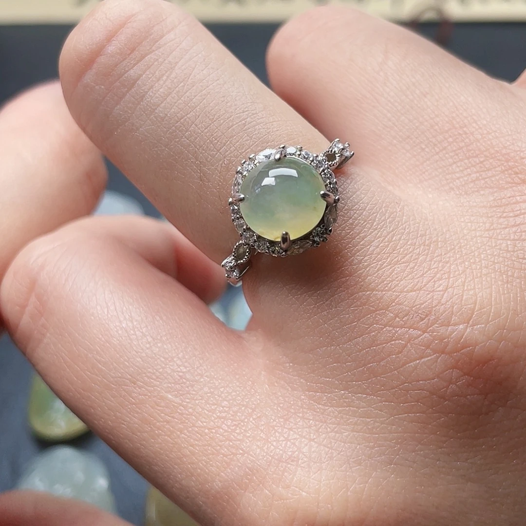 翡翠戒指银S925镶嵌戒指