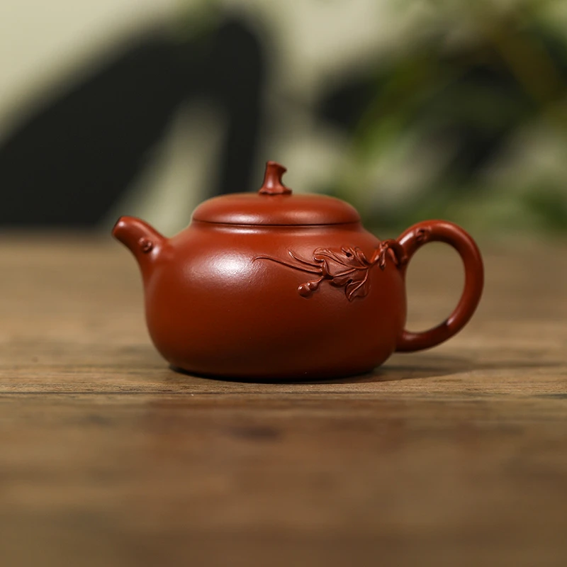 尊享系列【瓜逸】 原矿朱泥大红袍 160cc 手工制作内推孔宜兴紫砂壶