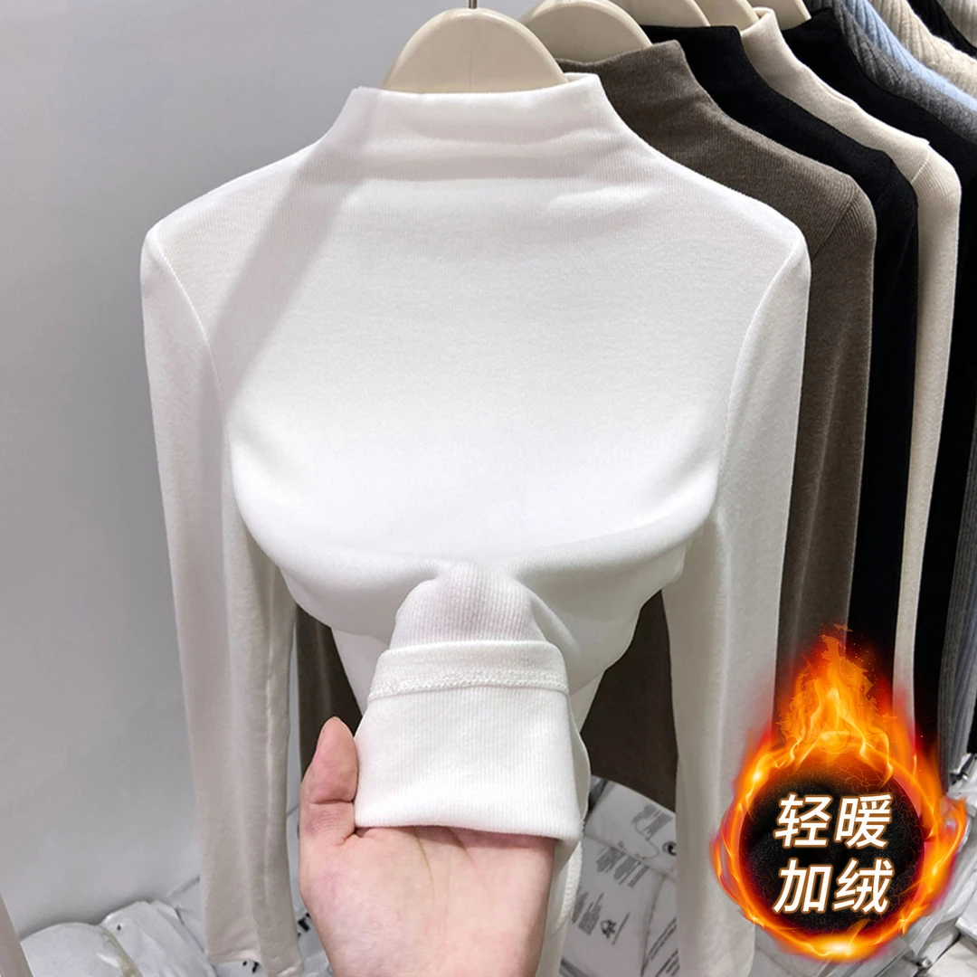 半高领打底衫女秋冬新款内搭长袖洋气外穿螺纹可外穿保暖上衣
