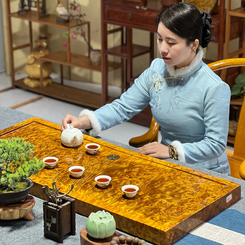 整块实木根雕茶盘木质排水茶托茶具茶海茶台中式