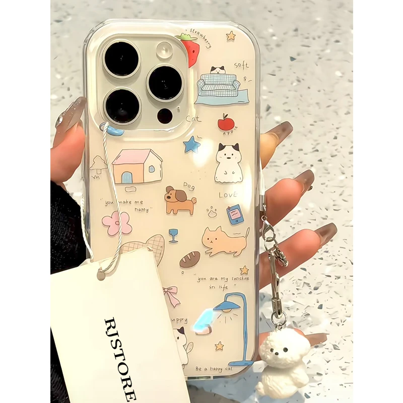 奥菲顿修勾房屋挂件适用iPhone1615大孔手机壳华为vivo小米oppo套