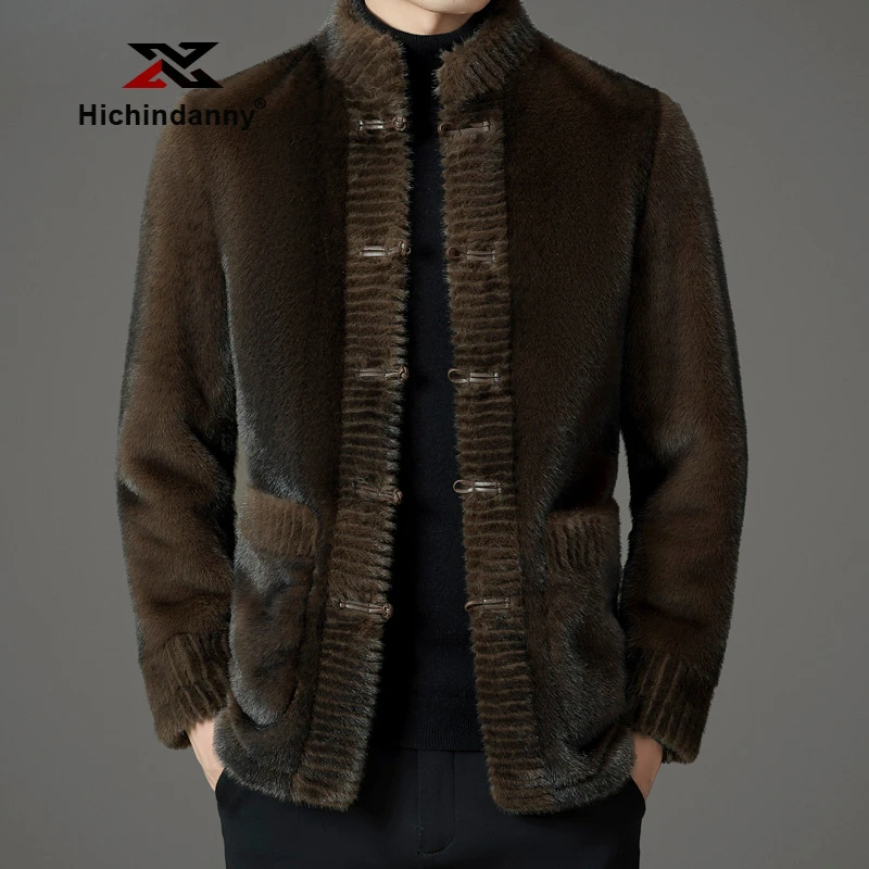 HICHIN冬季抓绒衣外套男户外防风保暖运动夹克中国风时尚短款大衣