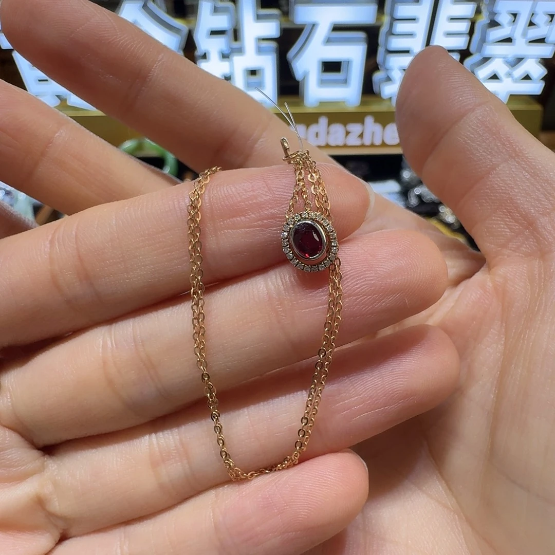 红宝石18K金镶嵌套链