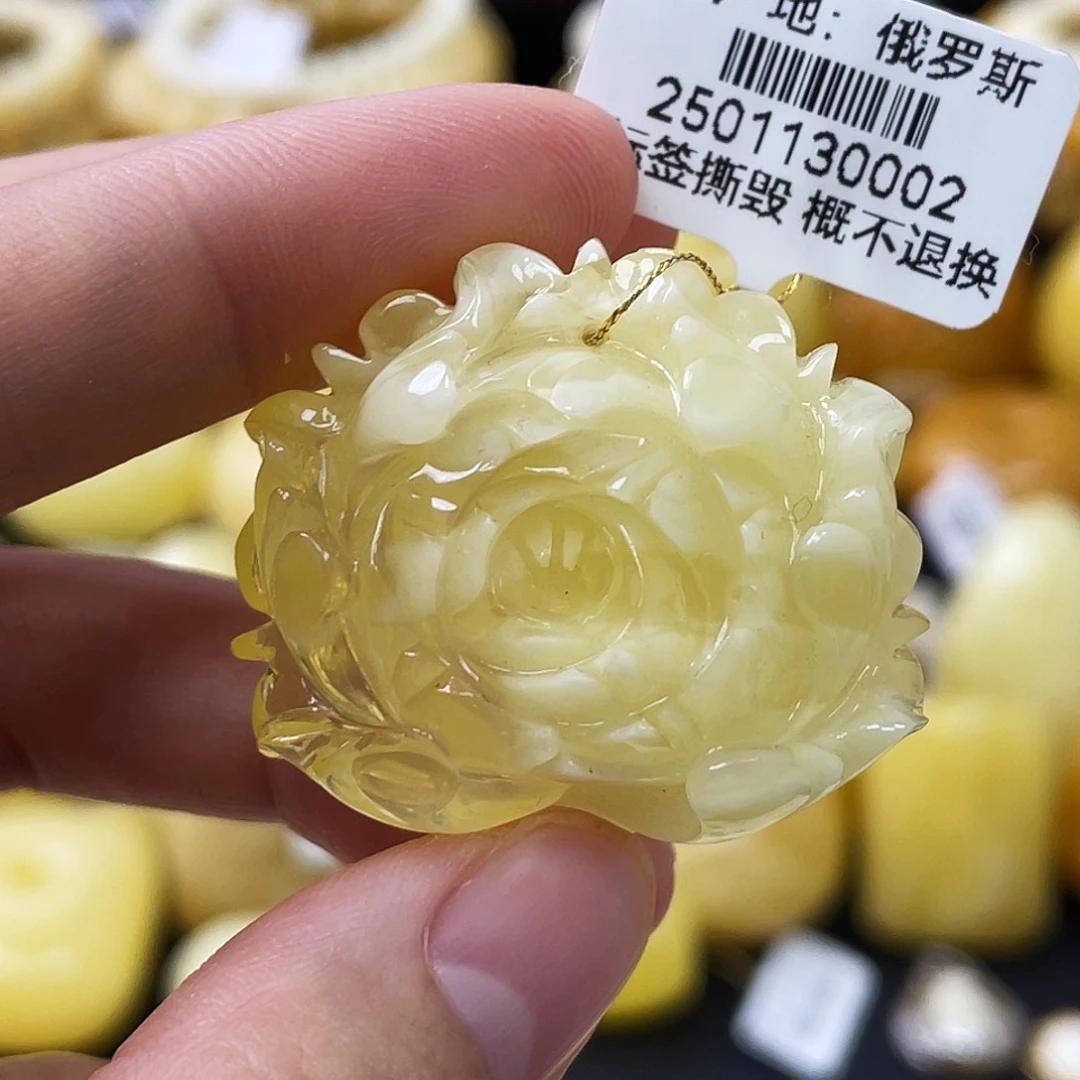 裸石蜜蜡未镶嵌15.8*34.8*31.7mm牡丹花