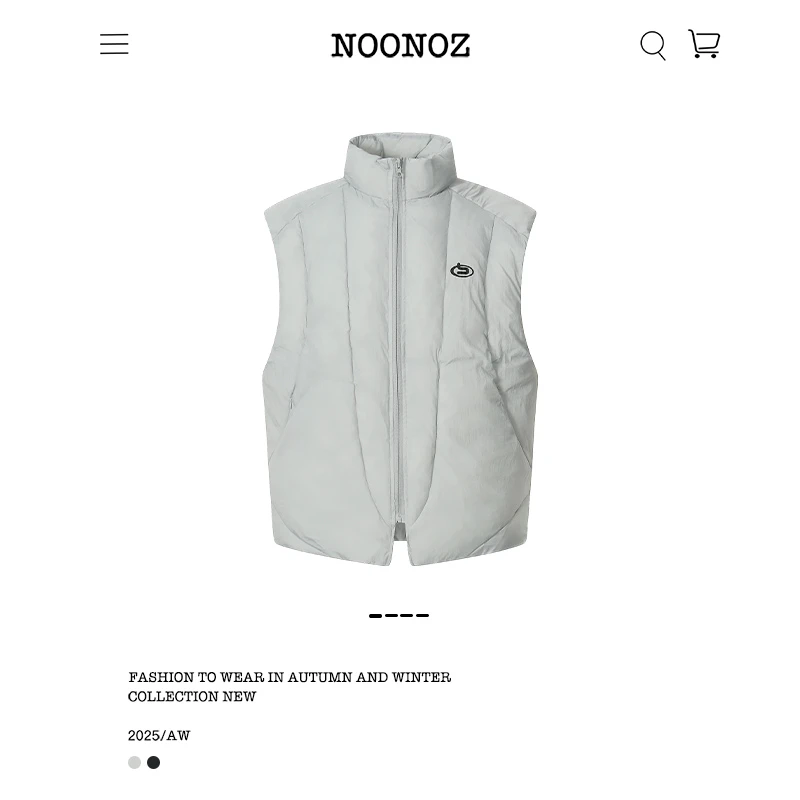 NOONOZ美式立领解构无袖马甲男冬季潮牌户外中性风叠穿保暖背心