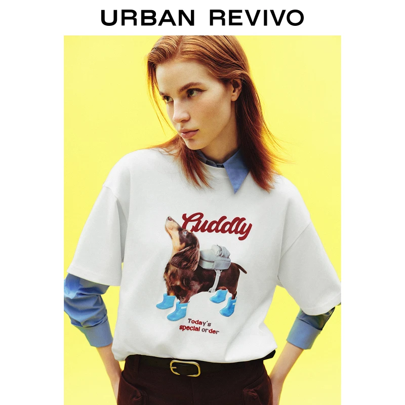 UR2025春季新款女装欧若风趣味休闲萌宠宽松短袖T恤UYU450035
