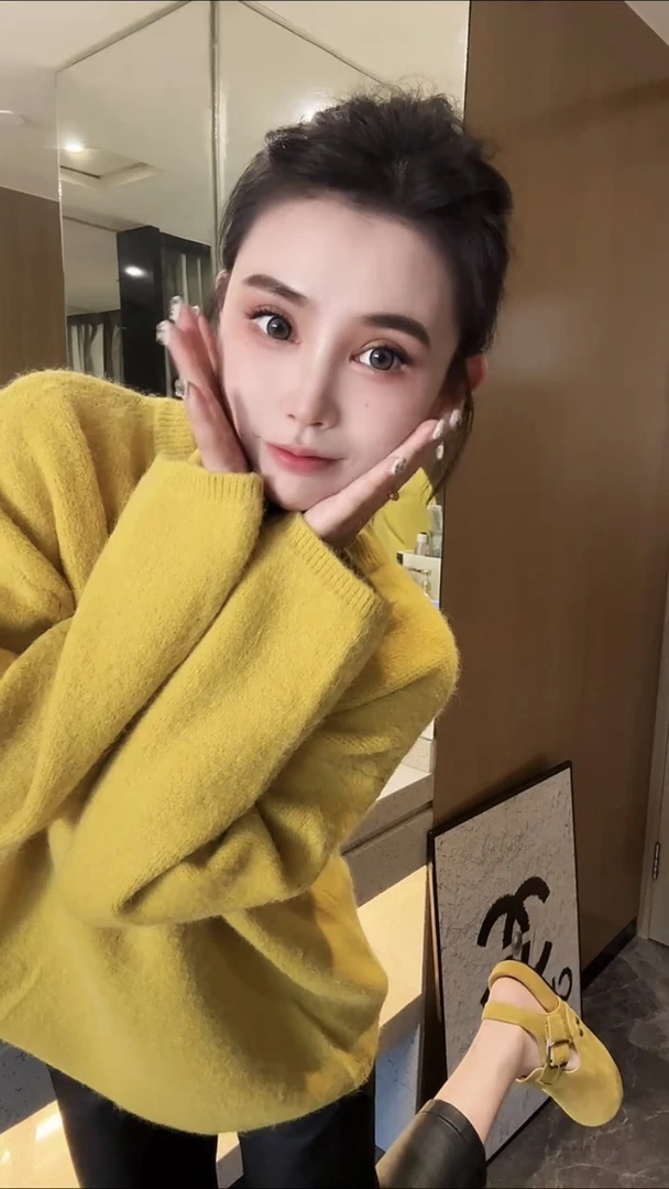 韩系宽松毛衣女秋冬外穿宽松慵懒风加厚针织上衣