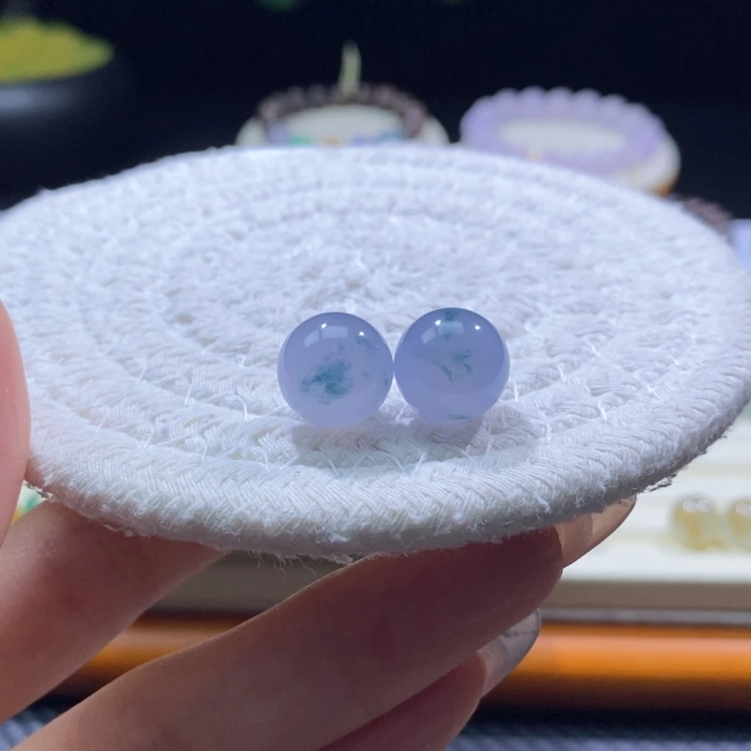 翡翠未镶嵌颈饰翡翠浓紫飘花珠12+mm多样性发一