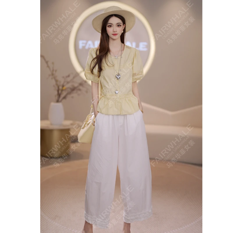 【新款上新】马克华菲女装夏季欧若风气质设计感短袖上衣F52004A499