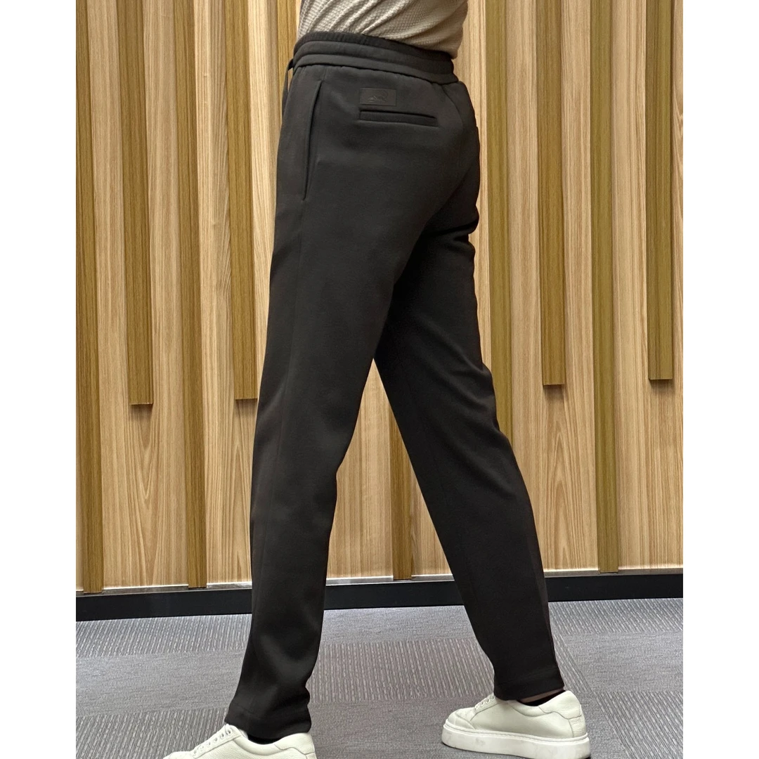 男士基础中腰弹力松紧抽绳居家外出合体休闲裤 KF47