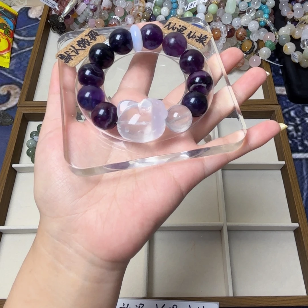 摆***鱼手串未镶嵌水晶116号紫莹石kt