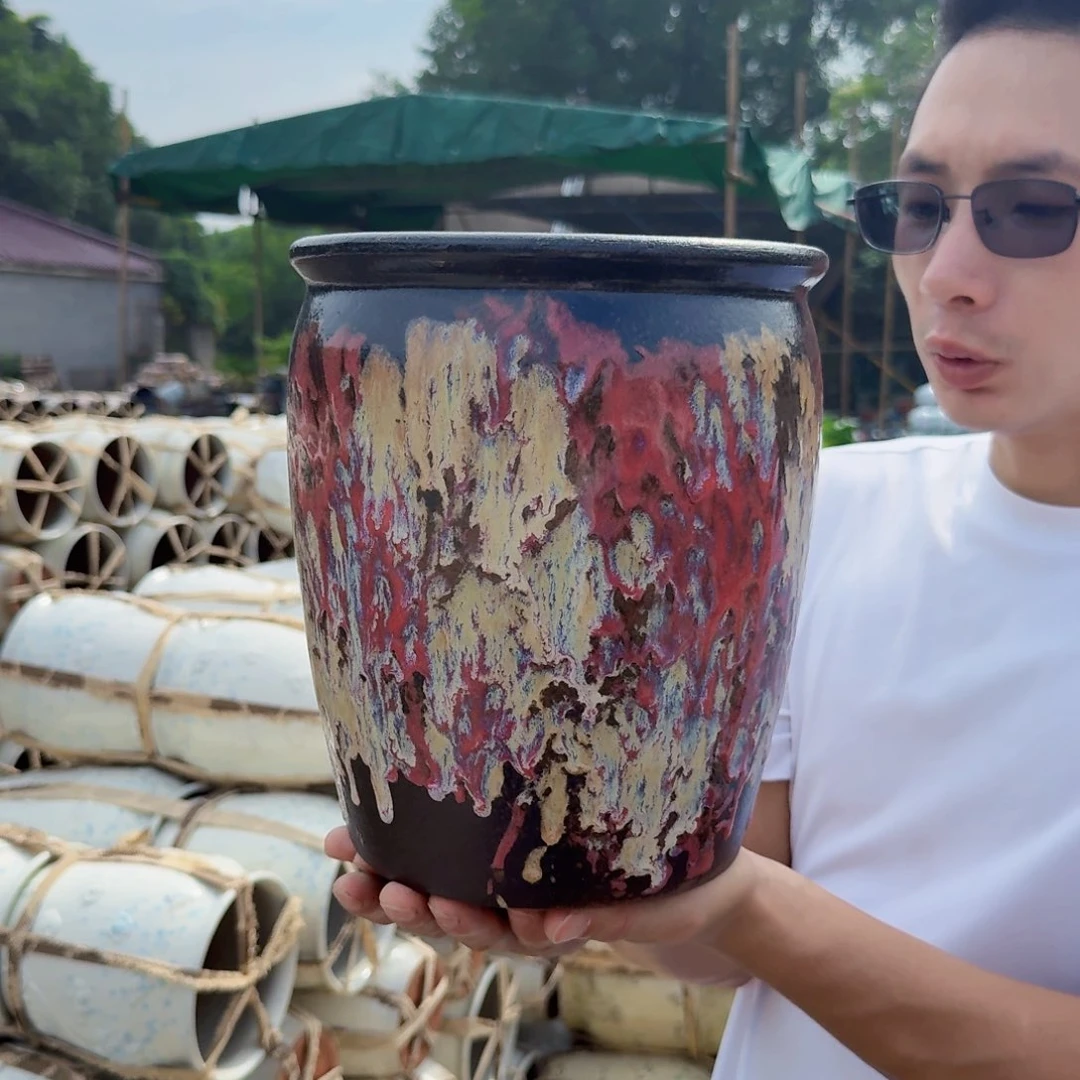 紫砂花盆口20高24（一个姹寂红色老庄