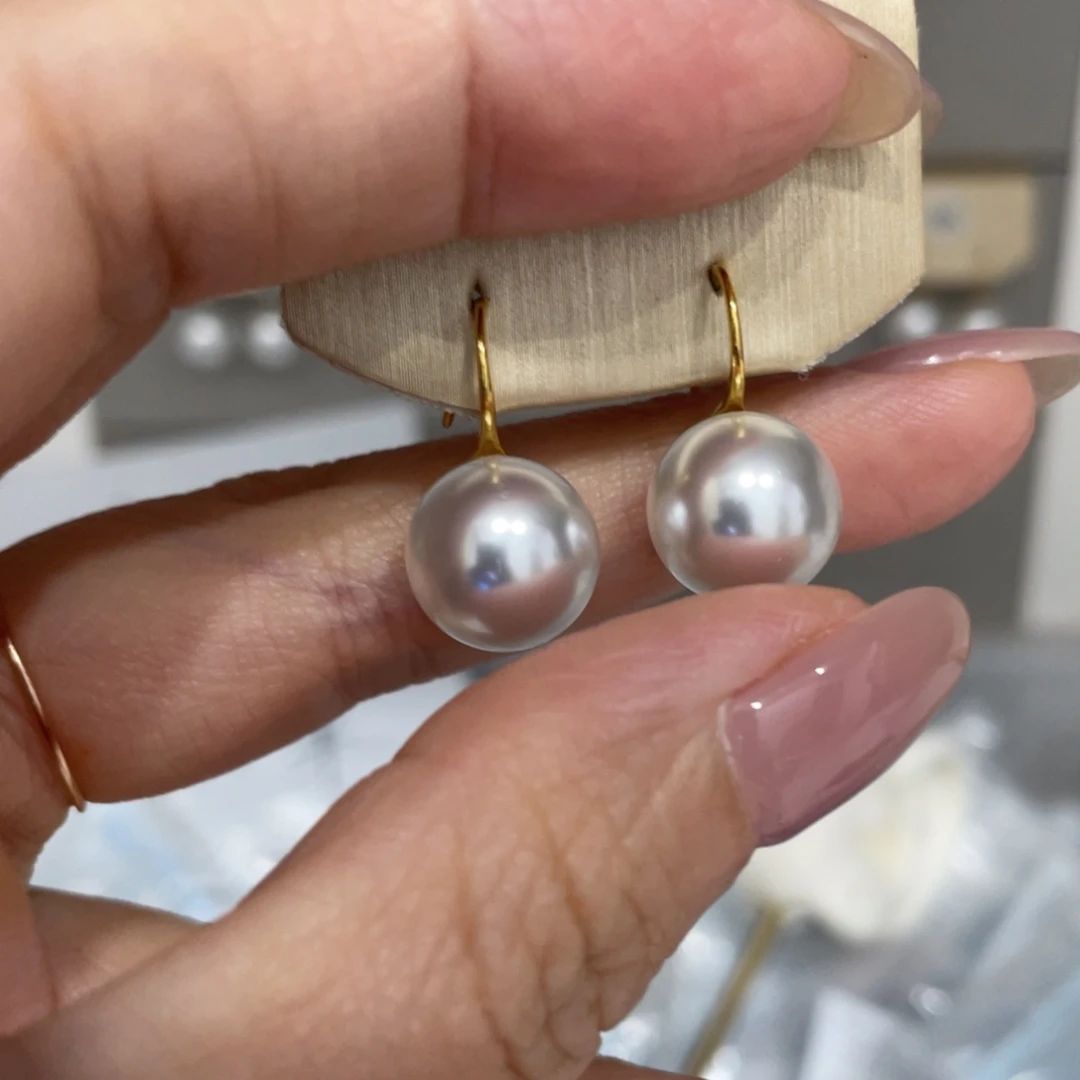 淡水珍珠银S925镶嵌耳饰
