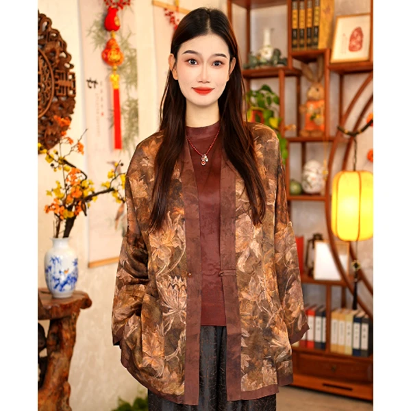 【董小姐】！宠粉福利！真丝提花红云纱茶服外套女
