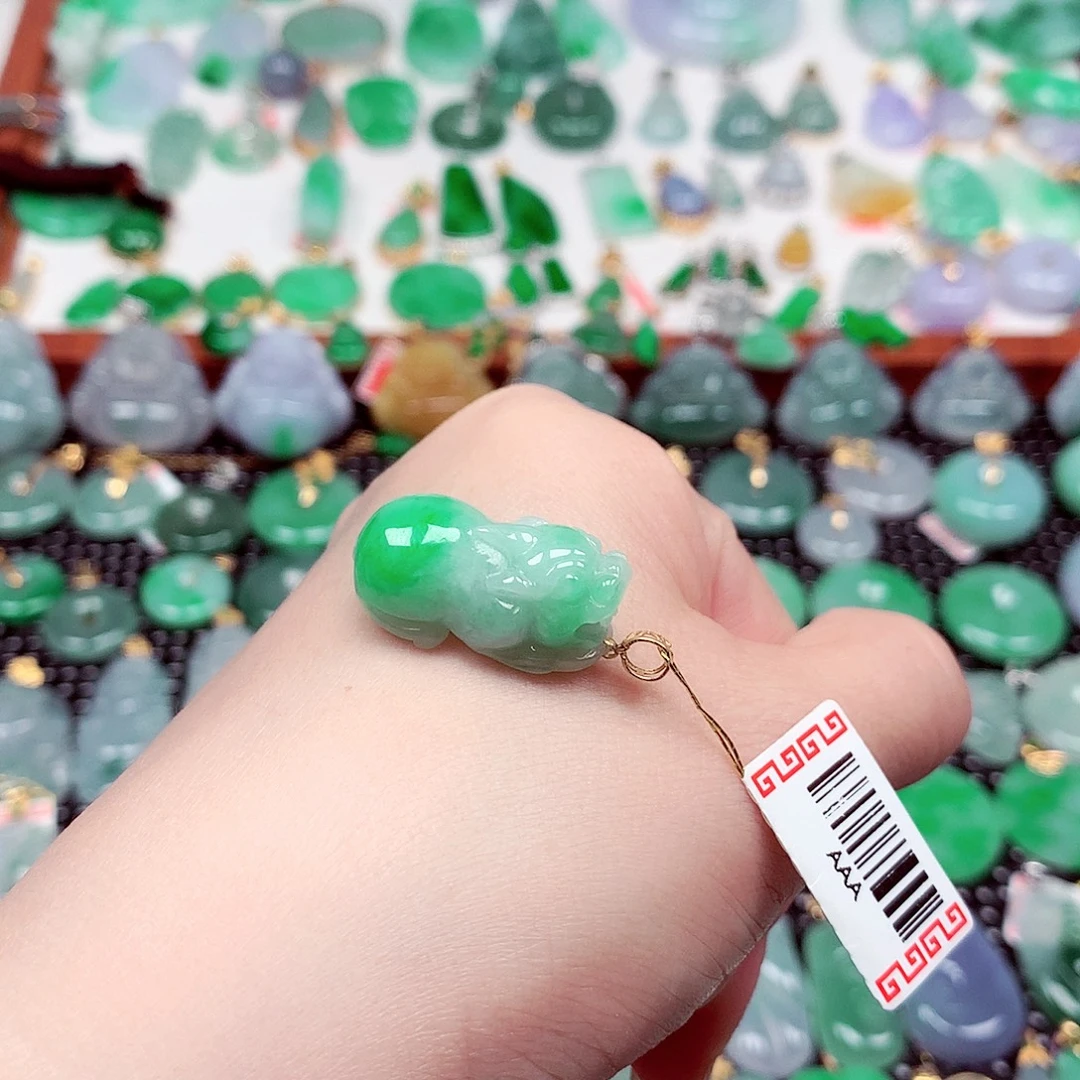 翡翠18K金镶嵌吊坠(不含链)