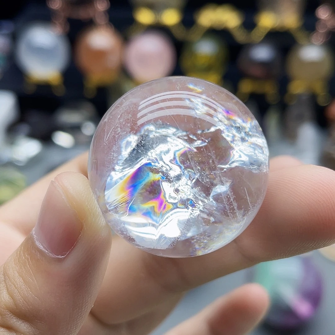 未镶嵌珠宝半成品水晶天然水晶暴彩31.7mm