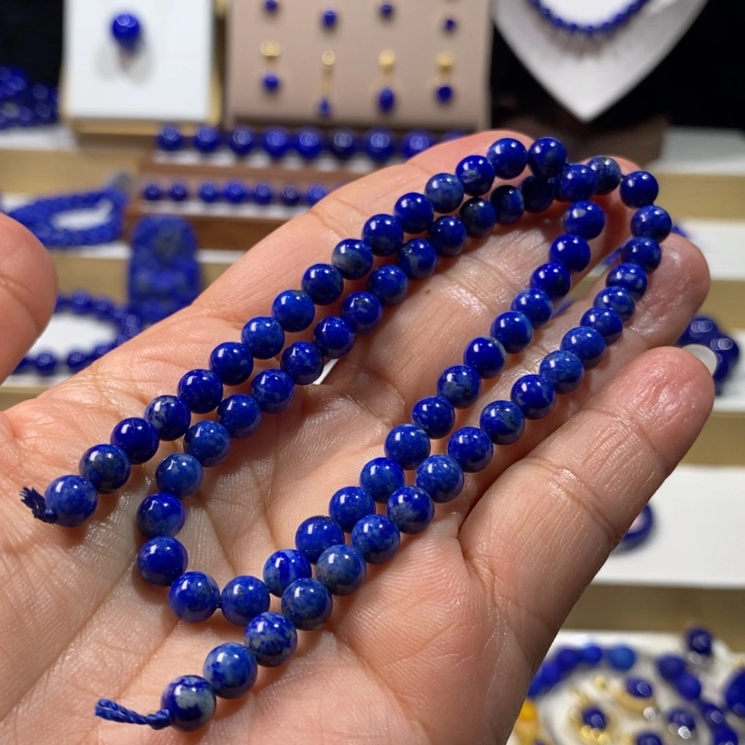 青金石未镶嵌手串6m长链