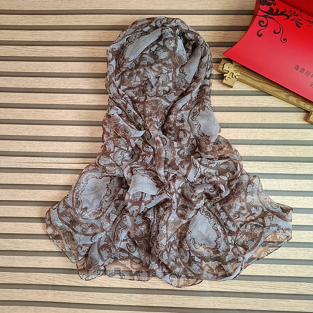 咖啡色超薄超柔飘逸柔顺加大丝巾