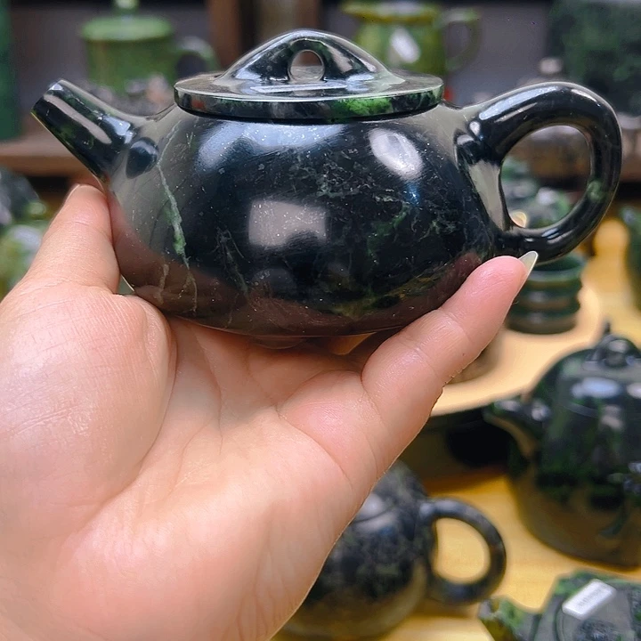 优***民透闪石-蛇纹石玉未镶嵌茶壶茶具茶盘茶壶