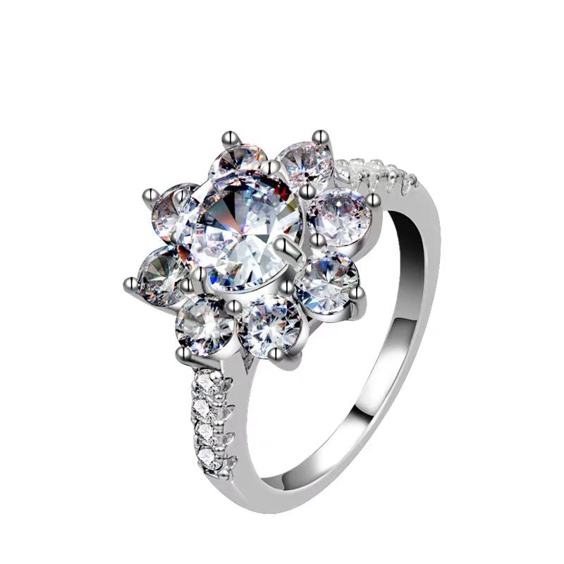 铜合金戒指 【精工版本】精工CNC太阳花戒指女款时尚女士经典镶嵌-1