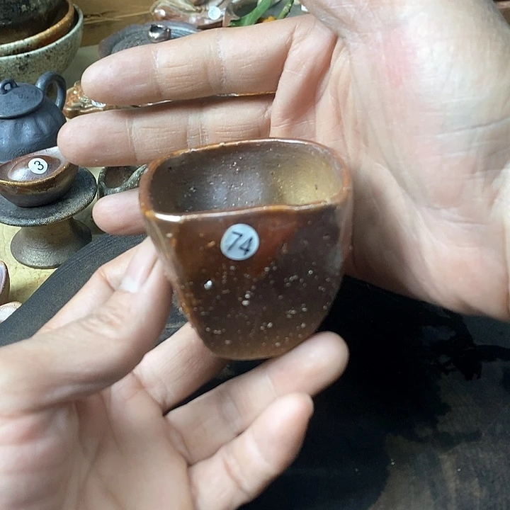 杯手工粗陶、柴烧茶器
