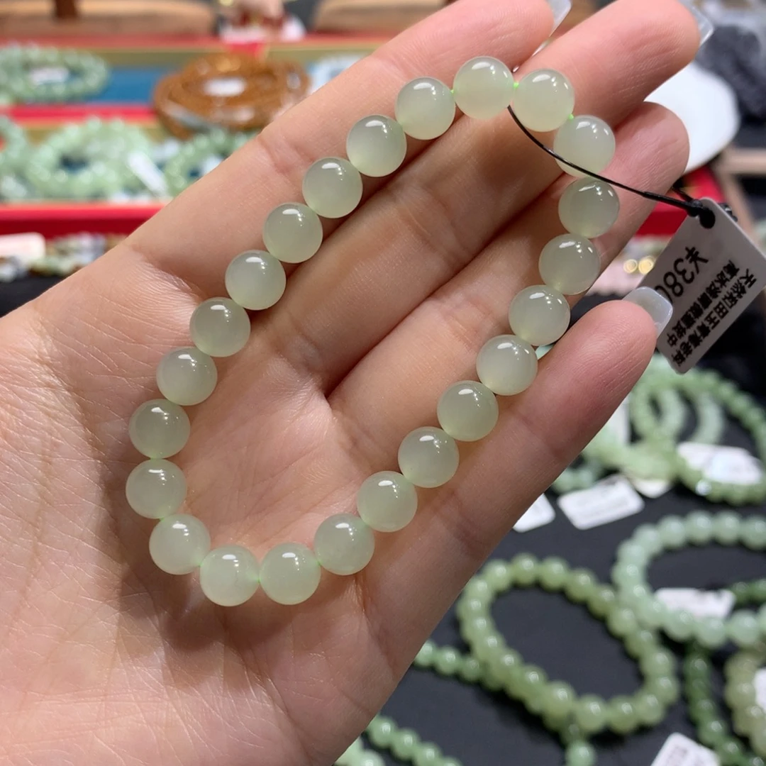 和田玉手串未镶嵌高冰浅情