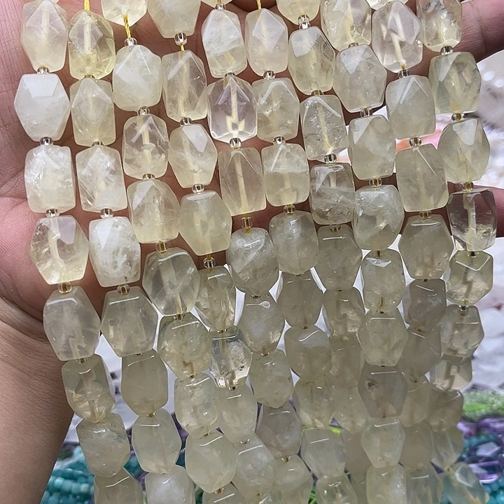 玛瑙/玉髓未镶嵌珠宝半成品一条10/14mm柠檬晶