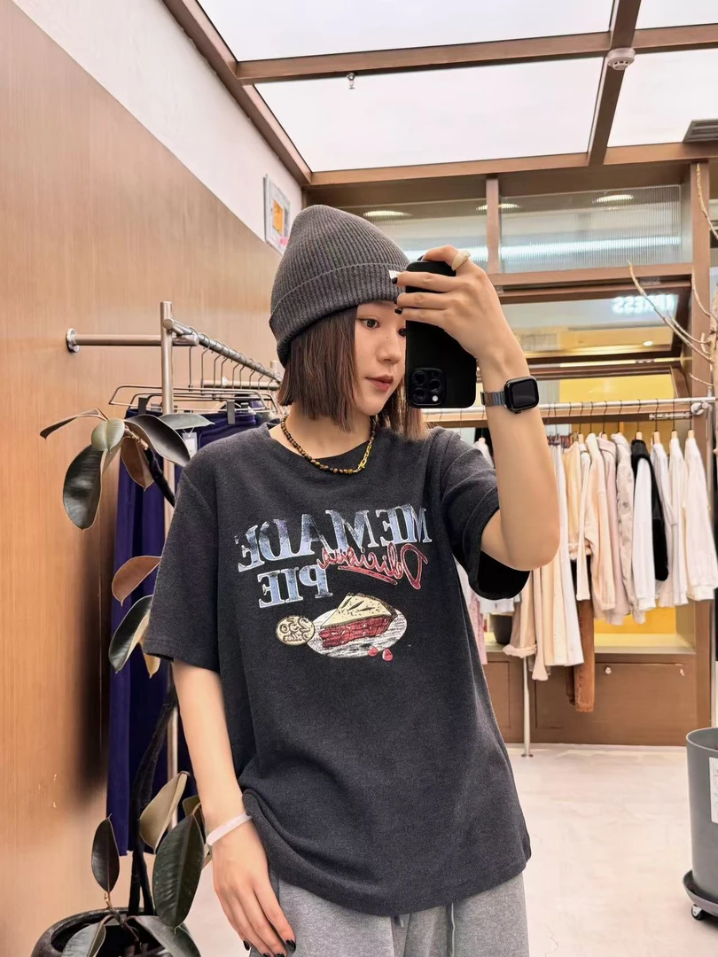 德绒打底  蛋糕印花春秋圆领短袖蛋糕T恤双面德荣