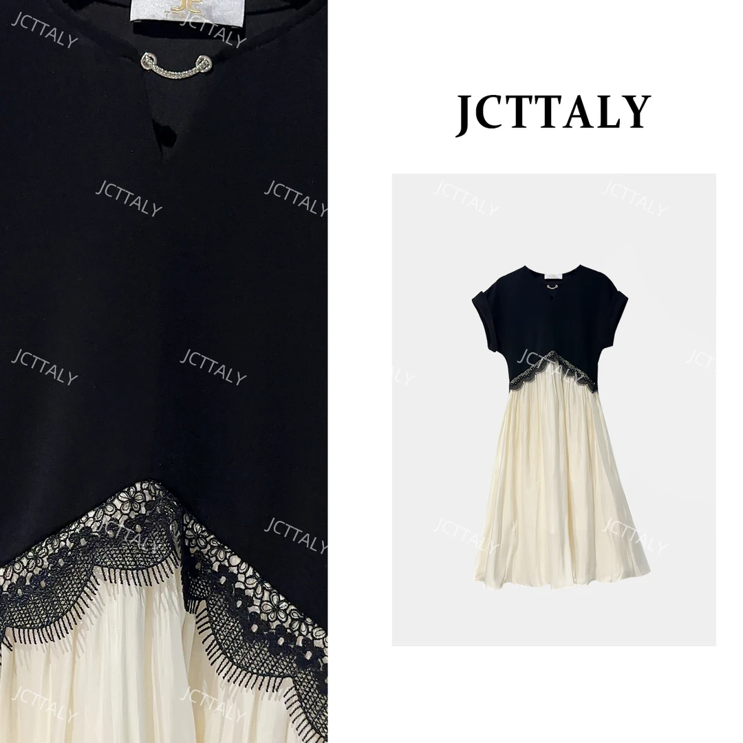 【君君】【81】 黑色时尚拼接假两件遮肉显瘦连衣裙JC-A3489