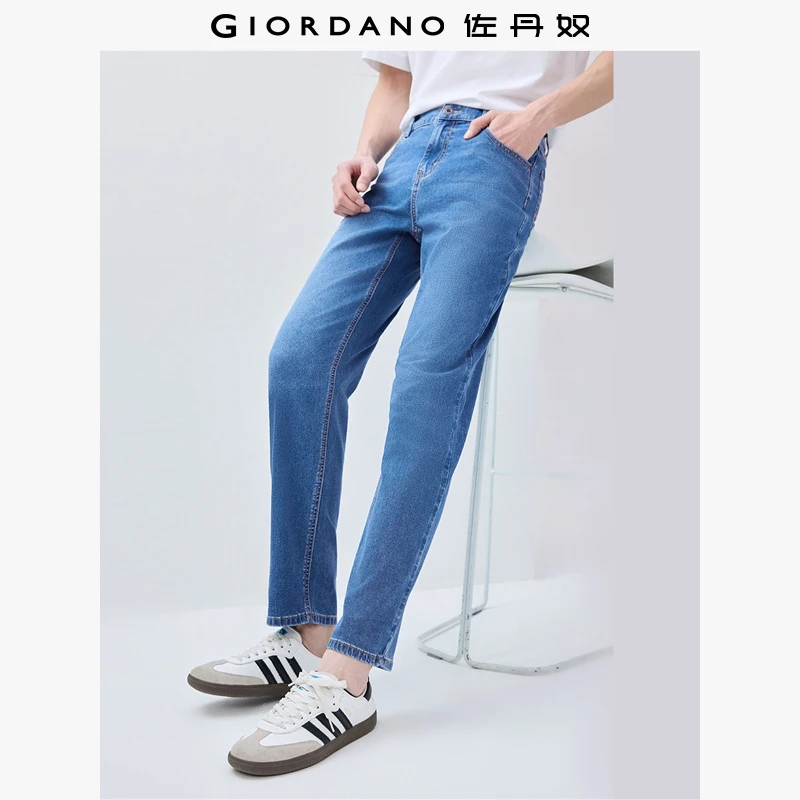 佐丹奴裤子男装洗水后袋袋花中腰修身牛仔长裤 01115079