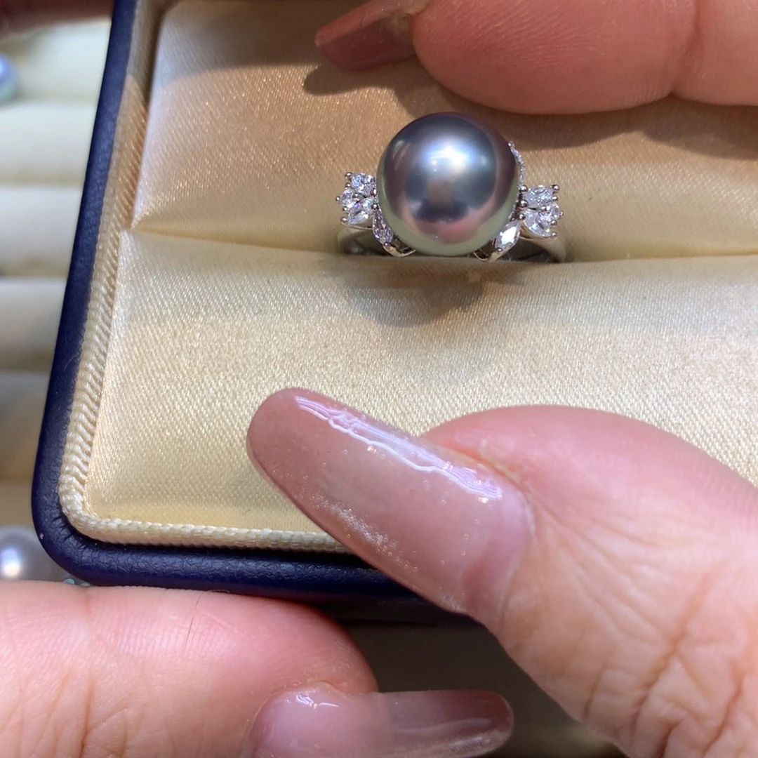 银S925镶嵌戒指海水珍珠