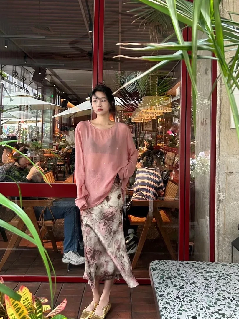 金cc独家高定夏季新款扎染斜裁显瘦半裙亲肤丝滑灵动感半身长裙女