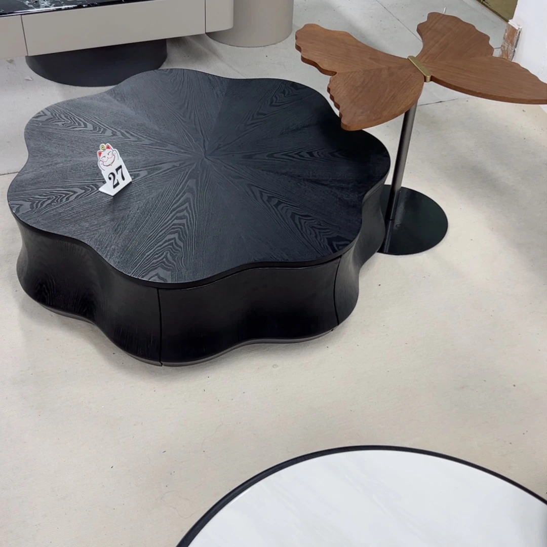 大理石云朵茶几加蝴蝶边几90+边几