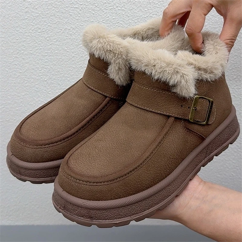 冬季新款加绒加厚女棉鞋中老年保暖厚底防寒时尚轻便老北京棉靴