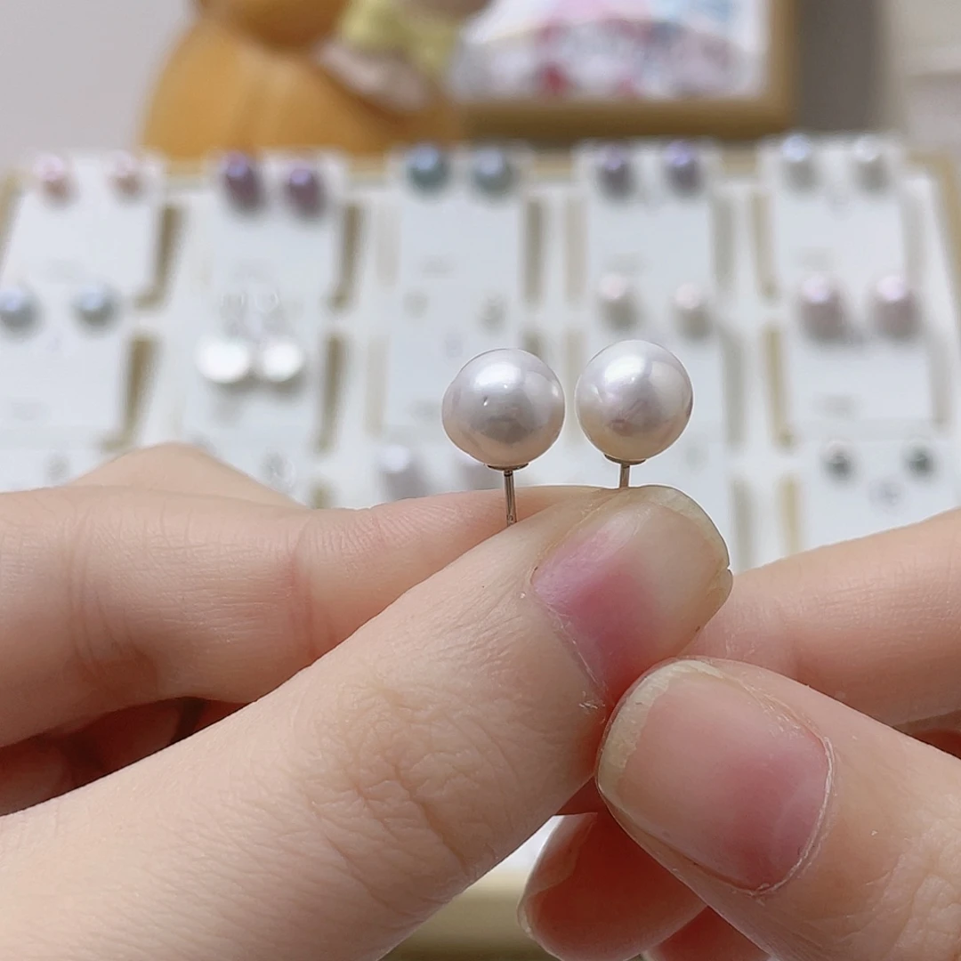 糖***儿银S925镶嵌淡水珍珠耳饰