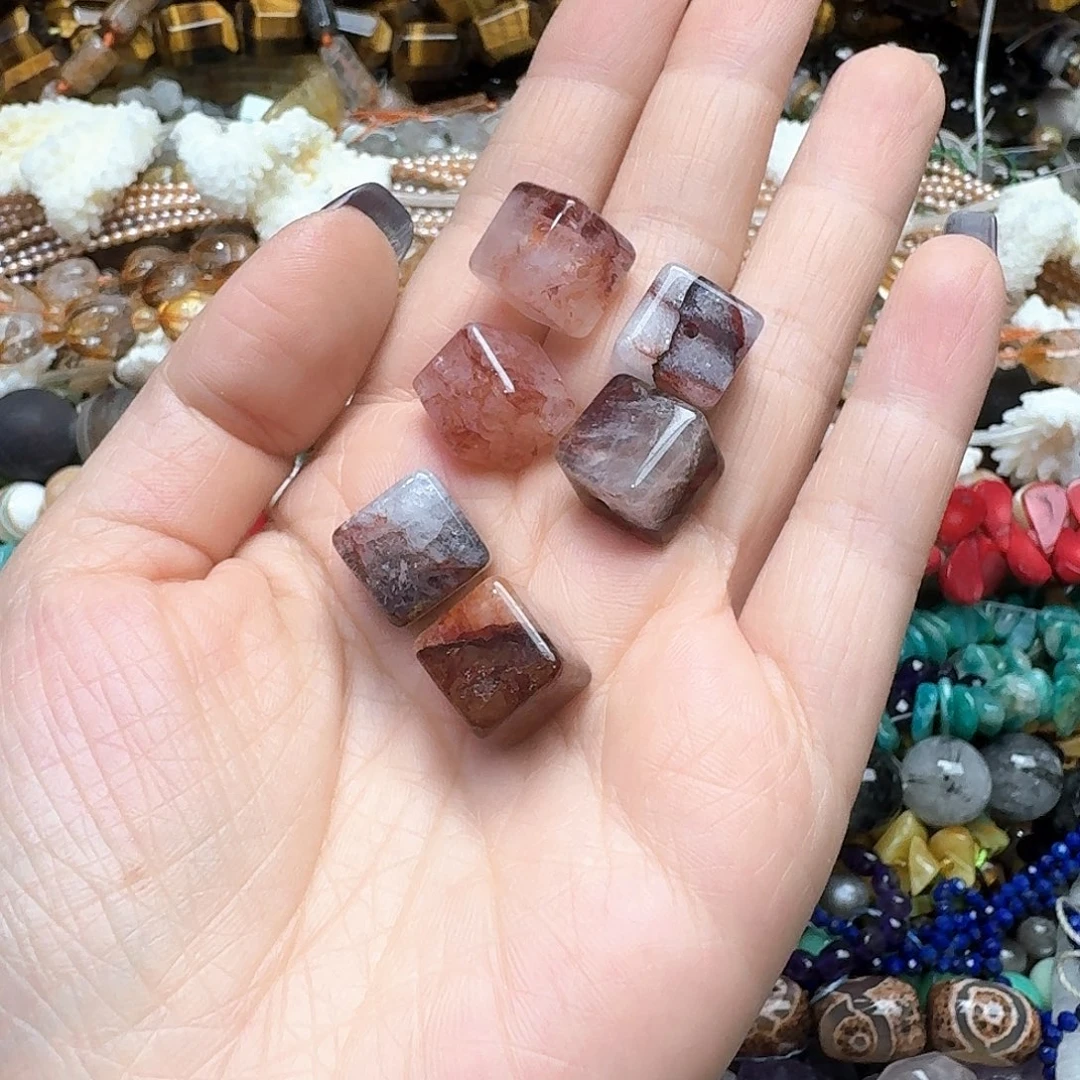 玛瑙/玉髓未镶嵌珠宝半成品2颗12m牛血红胶花方糖