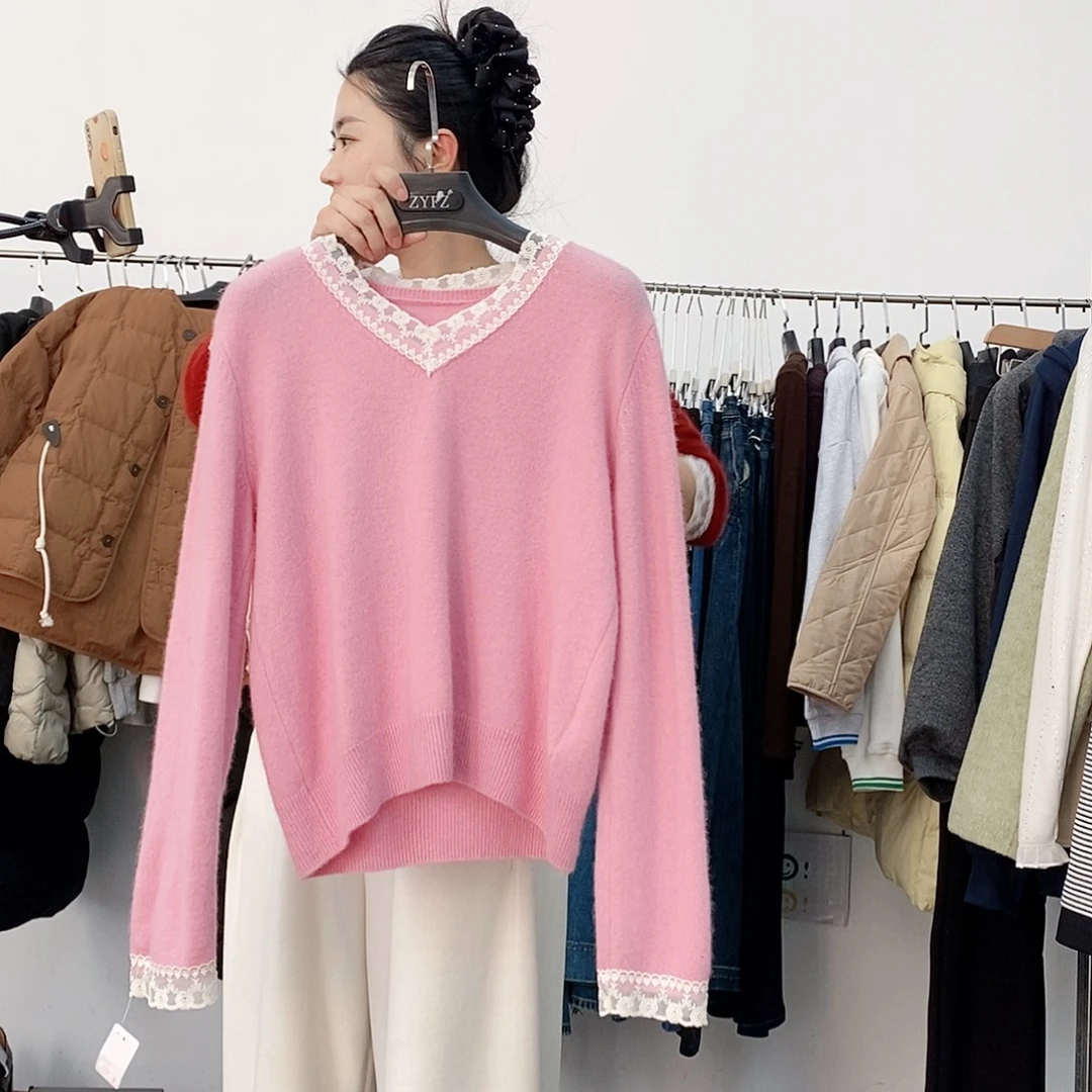 130斤以内粉色针织衫