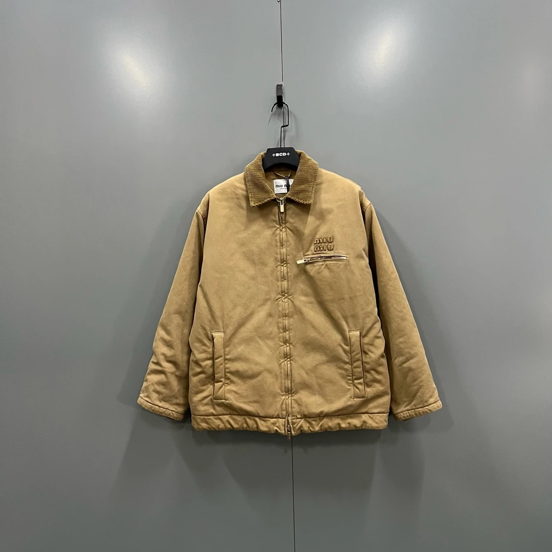 95新 MIU MIU/缪缪 miumiu 刺绣徽标logo夹克外套