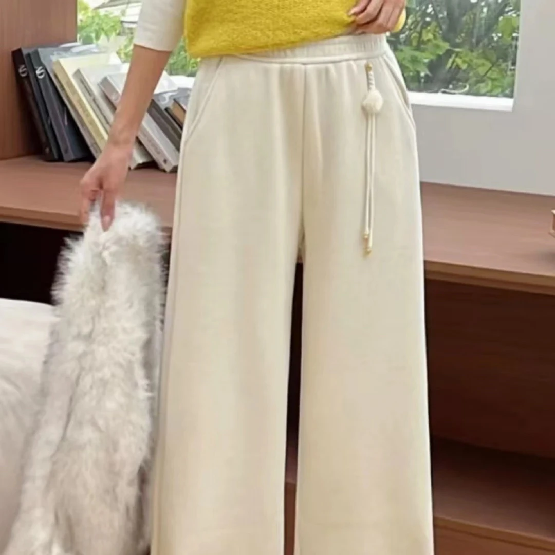 8173新国潮编制飘带直筒阔腿裤
